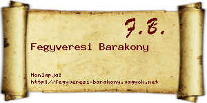 Fegyveresi Barakony névjegykártya